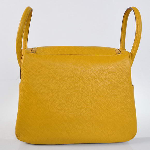 High Quality Replica Hermes Lindy 30CM Havanne Handbags 1057 Yellow Leather Golden Hardware